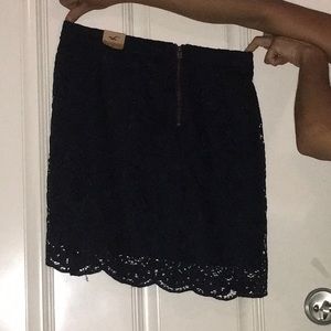 Dark blue lace hollister skirt . Double layered.